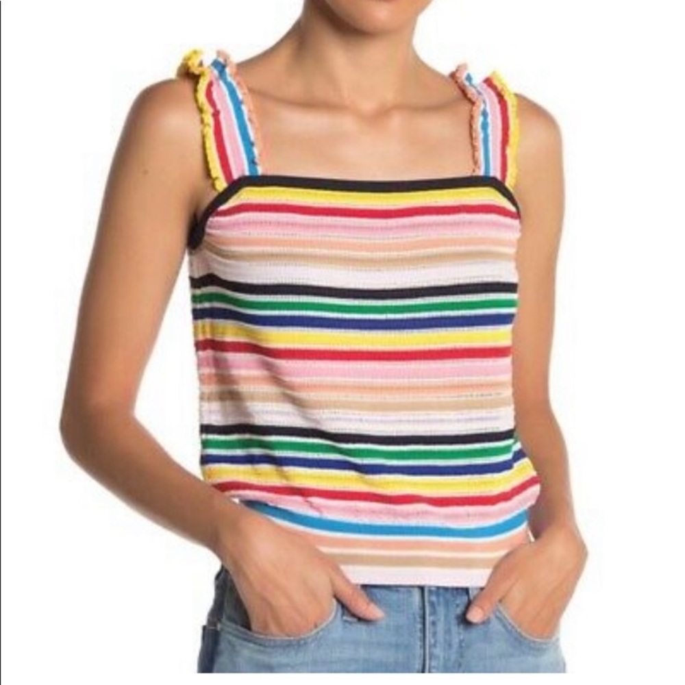 J CREW- Ruffle Strap Knit Tank Top, Size Medium
